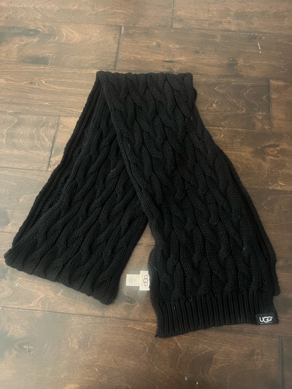 UGG Black Knit scarf with Branded Tag